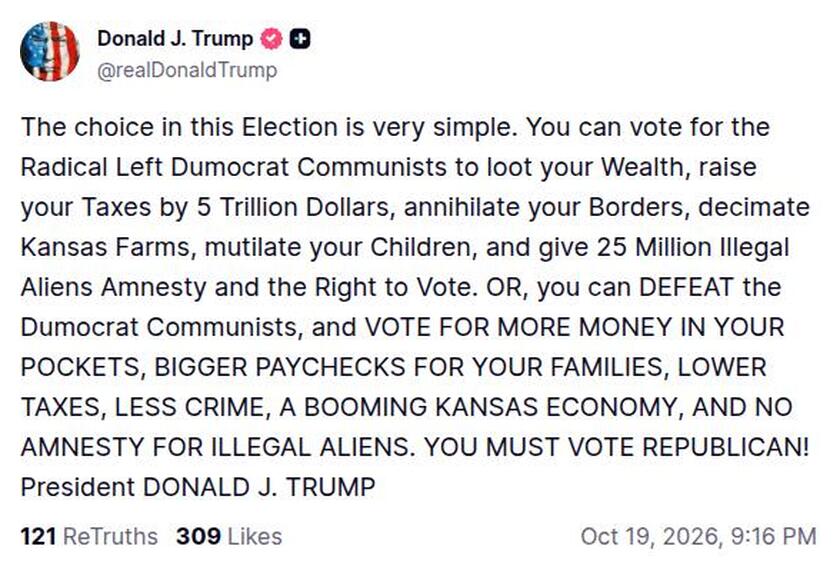 Post image from Donald Trump
