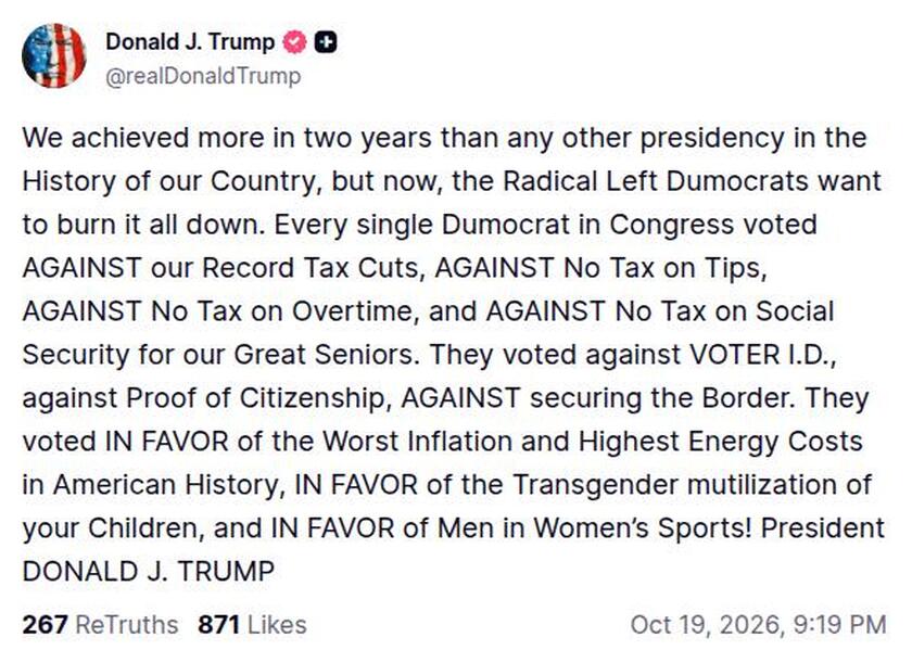 Post image from Donald Trump