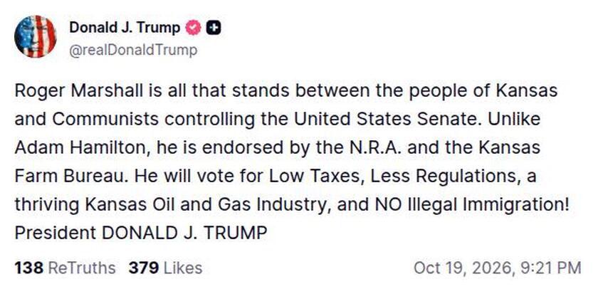 Post image from Donald Trump