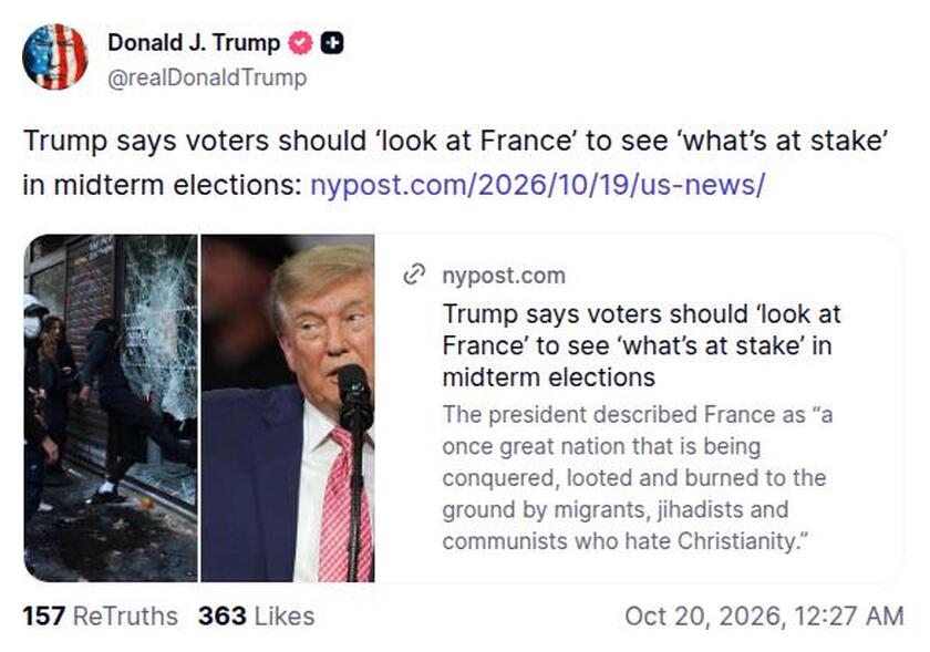 Post preview from Donald Trump