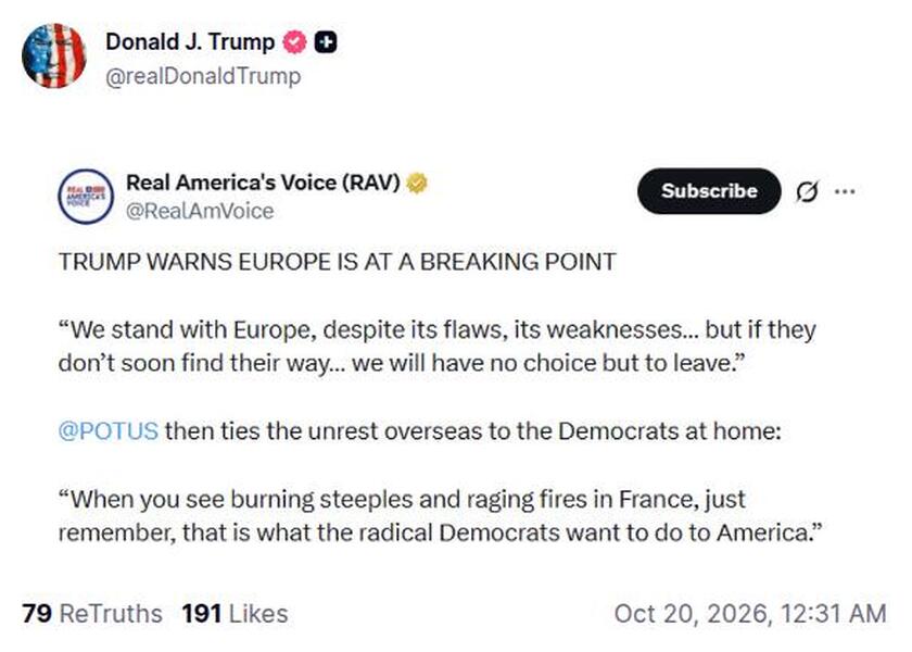Post preview from Donald Trump