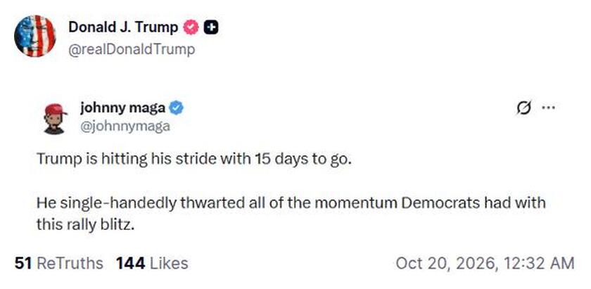 Post preview from Donald Trump