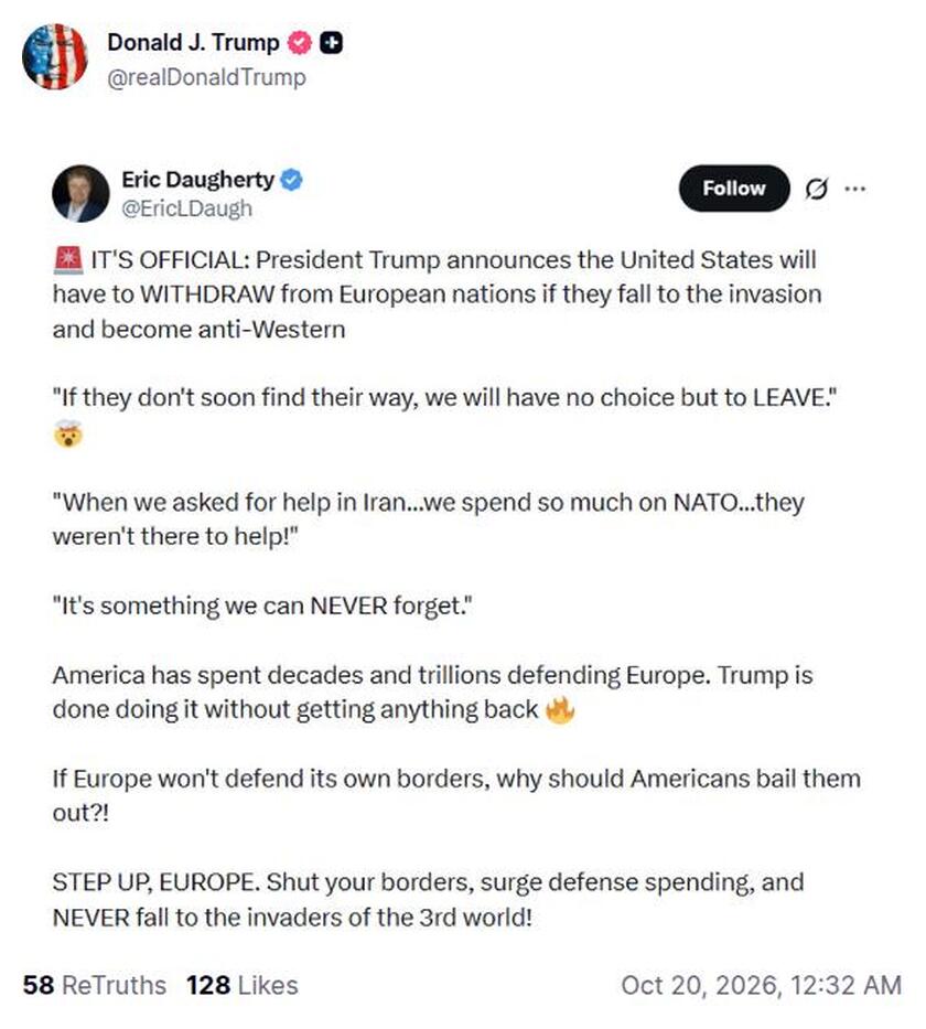 Post preview from Donald Trump