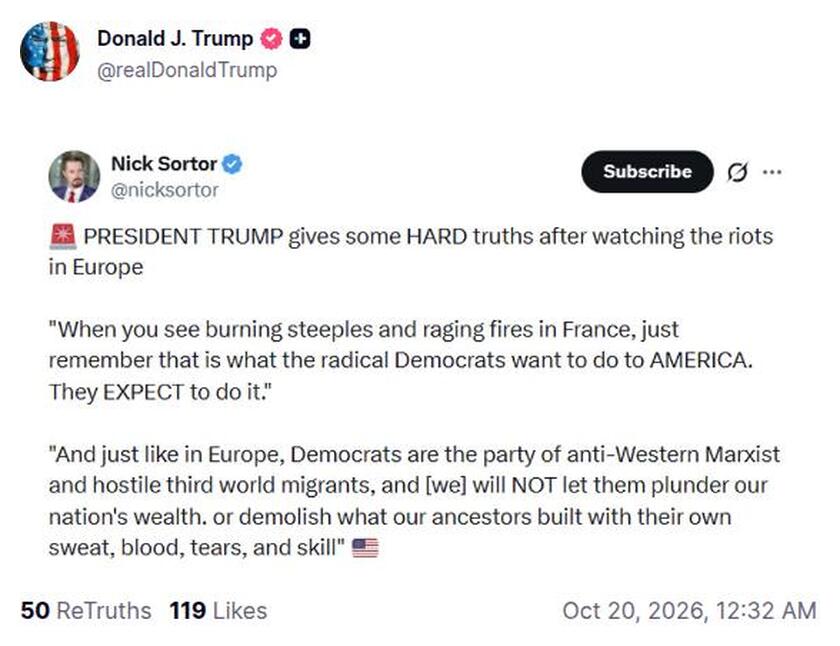 Post preview from Donald Trump