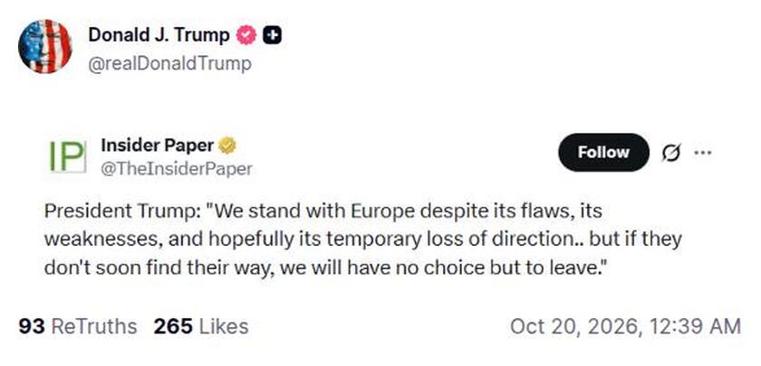 Post preview from Donald Trump