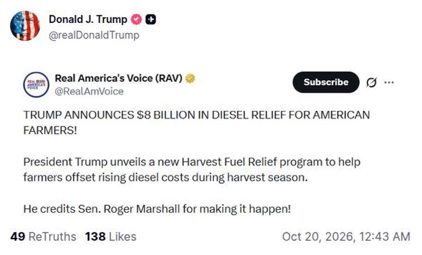 Post preview from Donald Trump