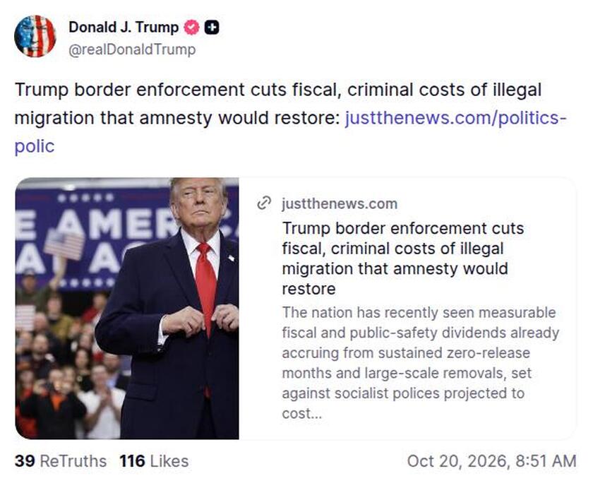 Post image from Donald Trump