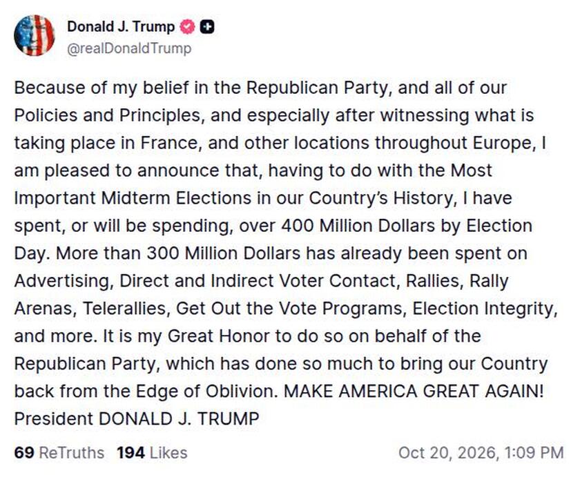 Post image from Donald Trump