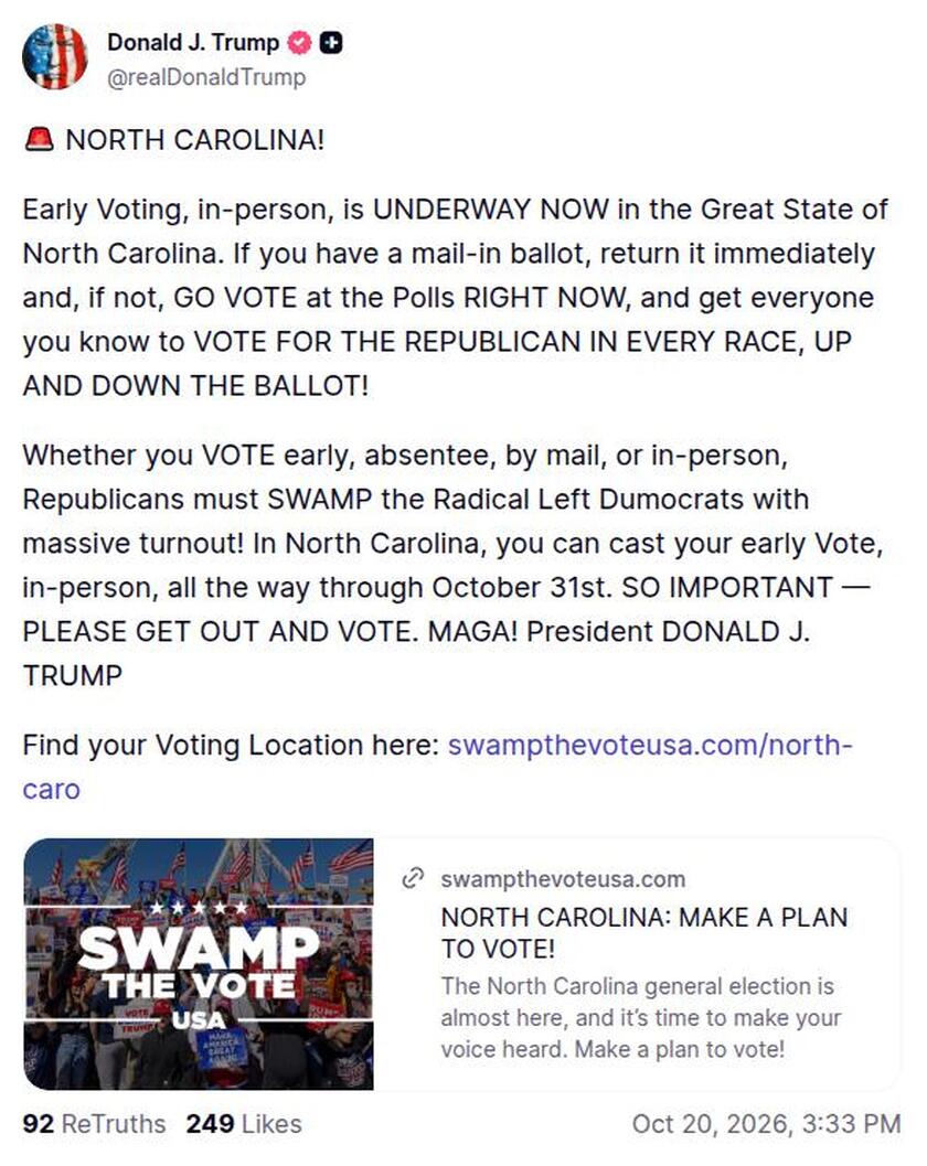 Post image from Donald Trump