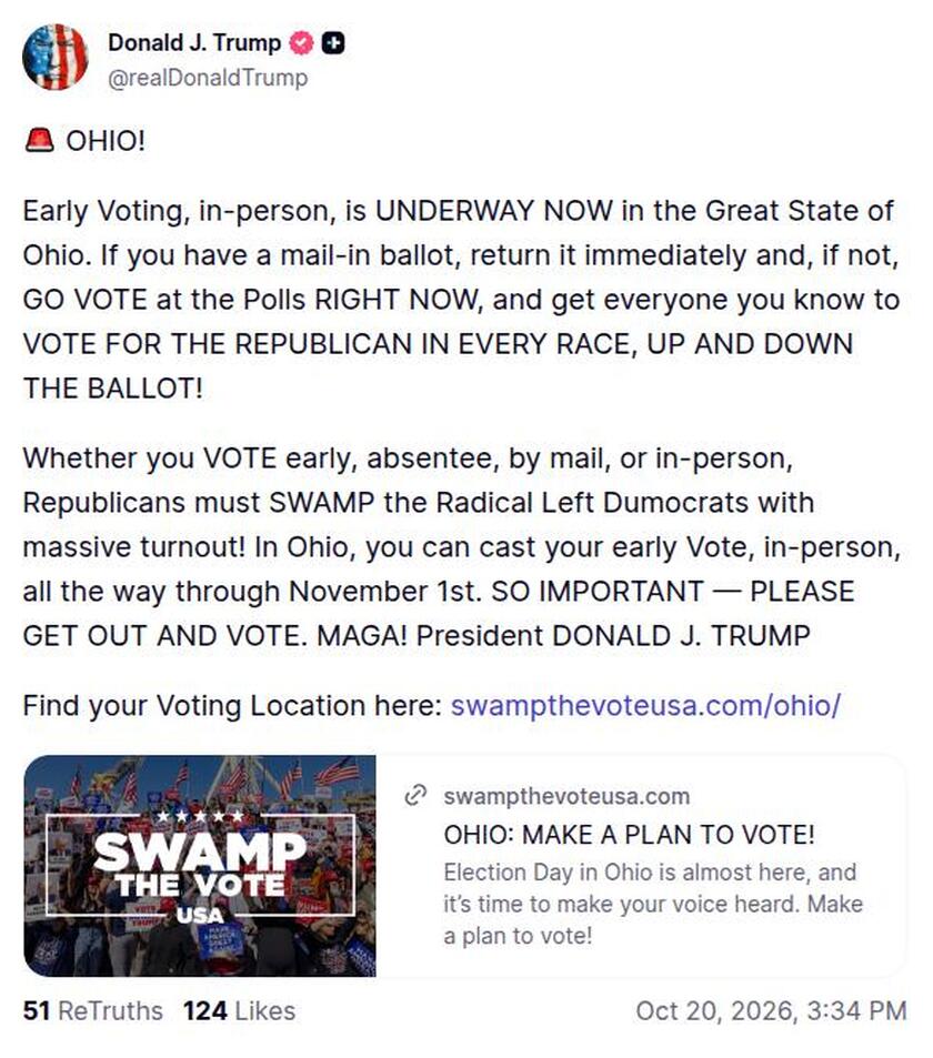 Post image from Donald Trump