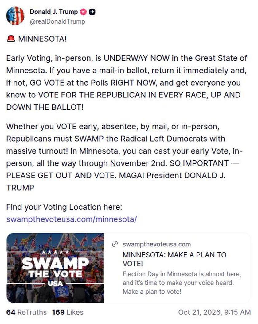 Post image from Donald Trump