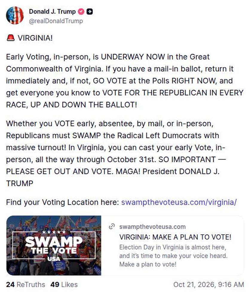 Post image from Donald Trump