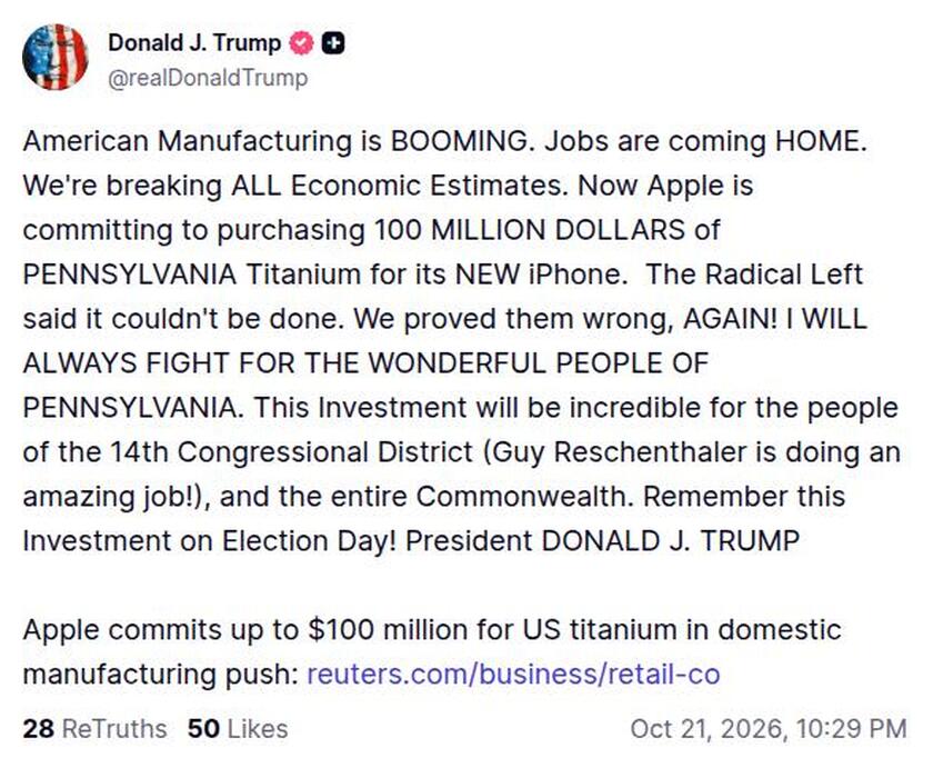 Post image from Donald Trump