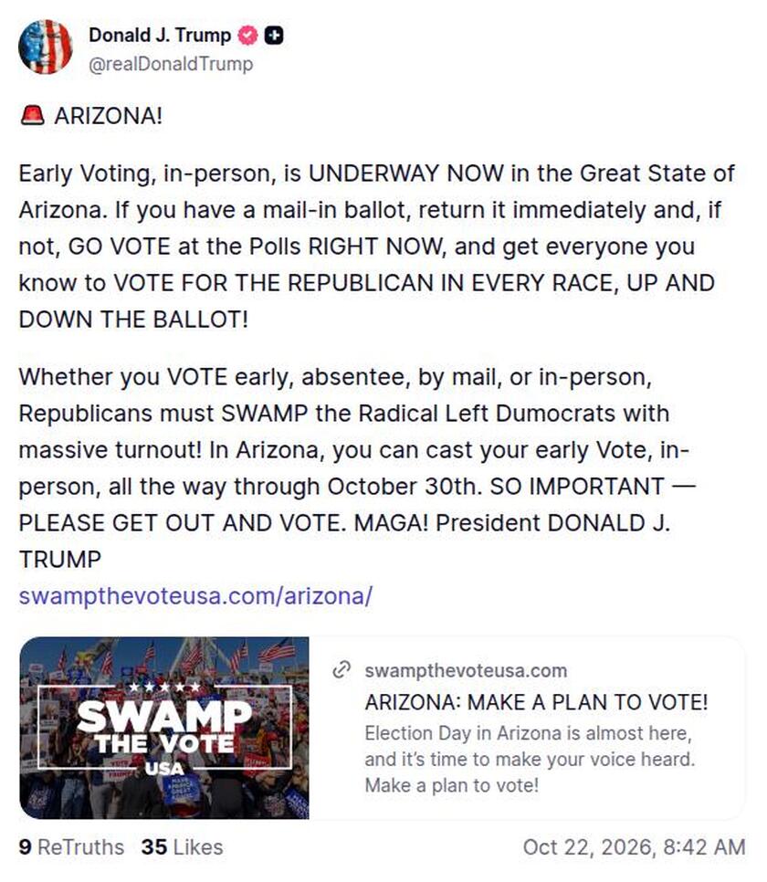 Post preview from Donald Trump