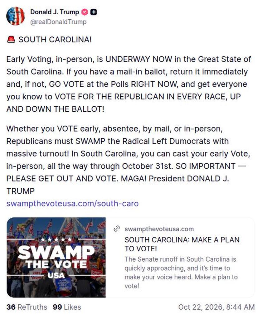 Post preview from Donald Trump