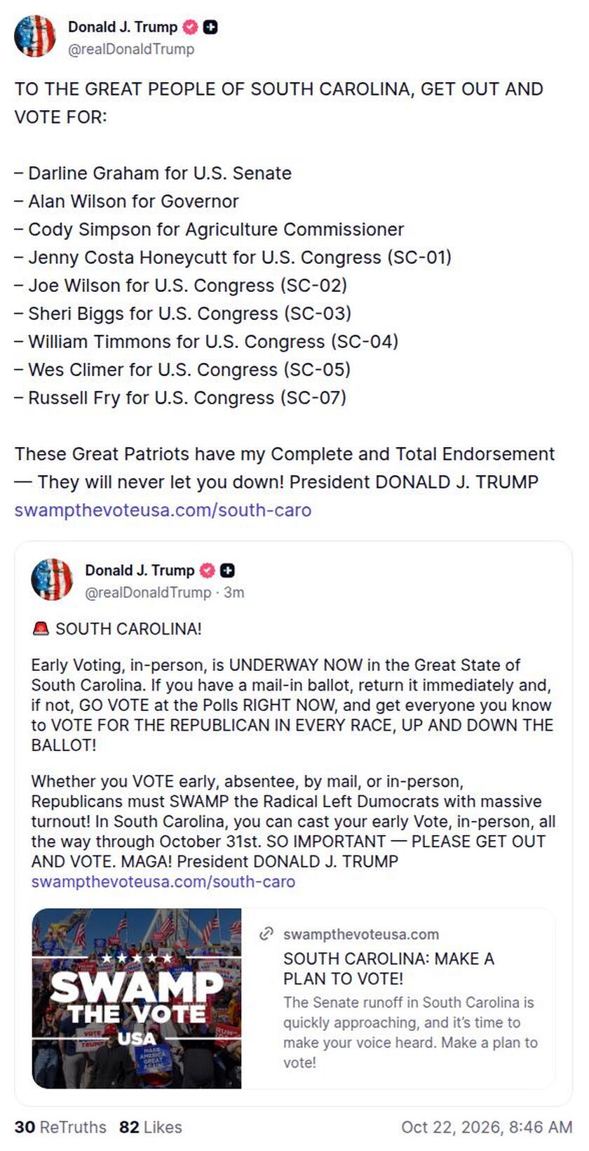 Post image from Donald Trump