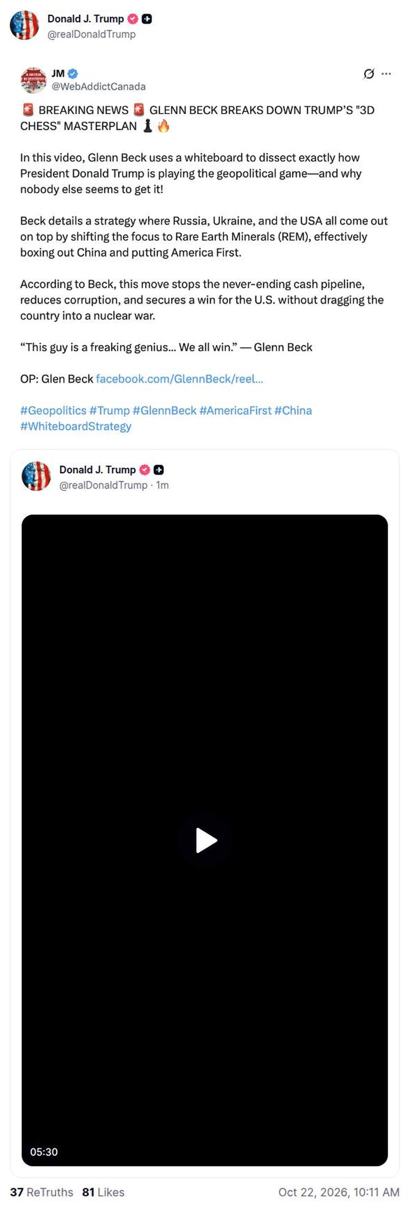 Post preview from Donald Trump