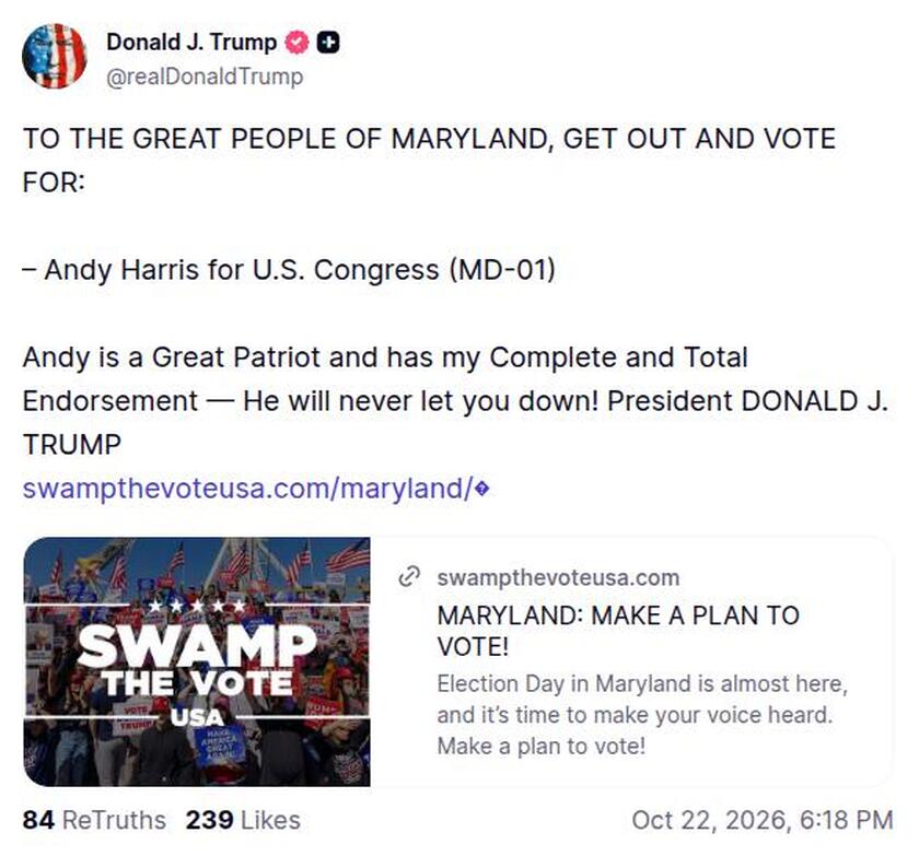 Post image from Donald Trump