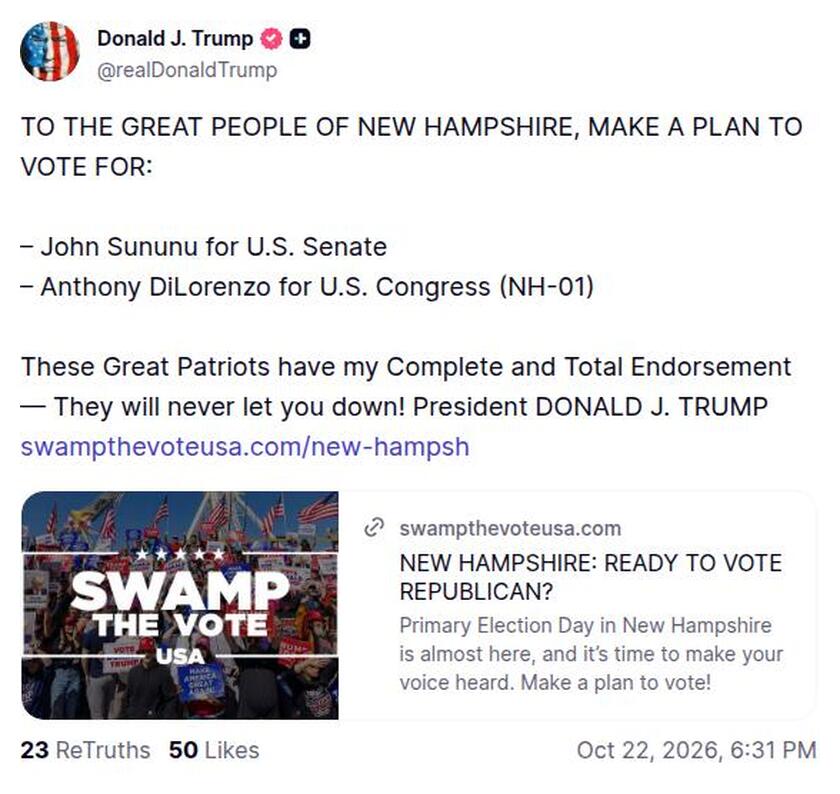 Post image from Donald Trump