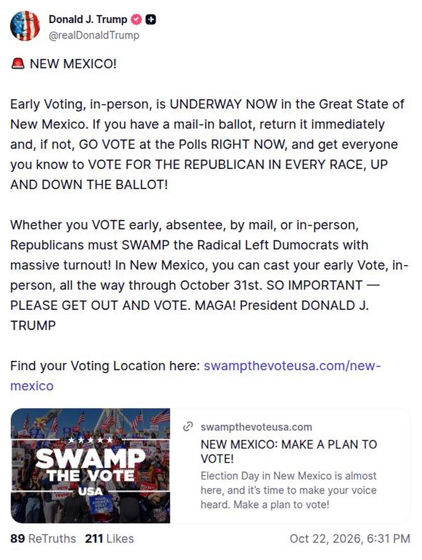 Post image from Donald Trump