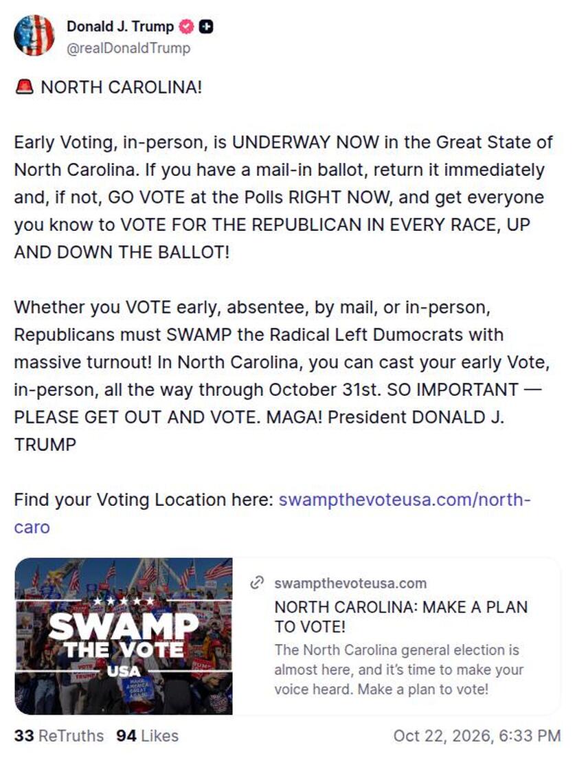 Post image from Donald Trump