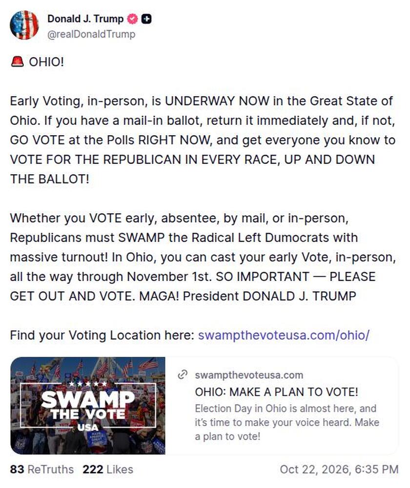 Post image from Donald Trump