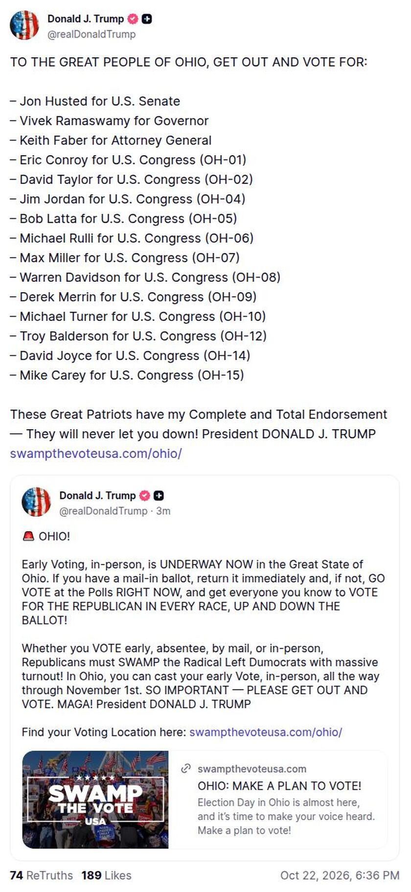 Post image from Donald Trump