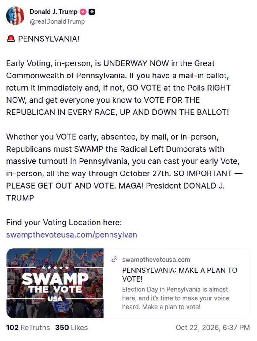 Post image from Donald Trump