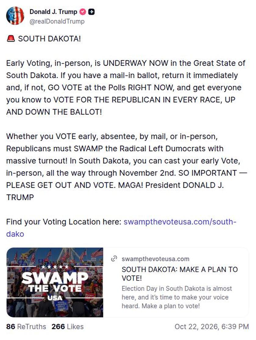 Post image from Donald Trump