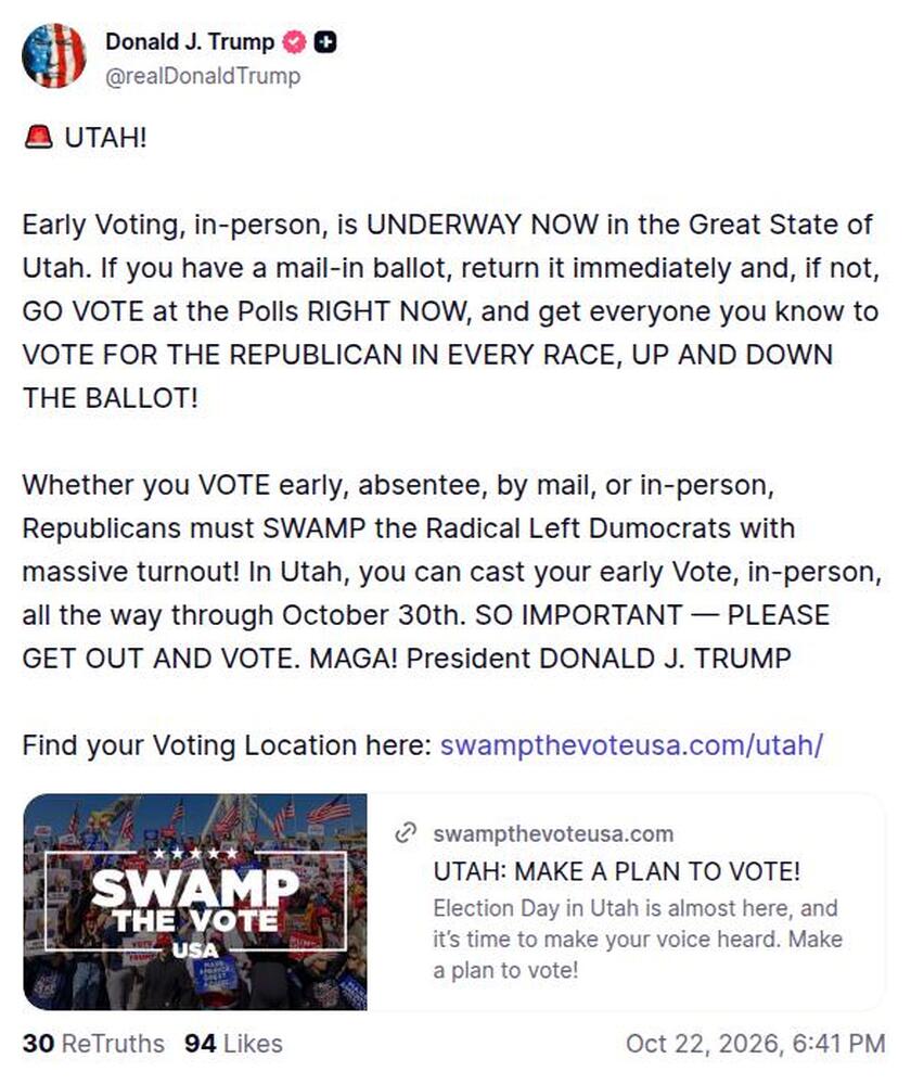 Post image from Donald Trump