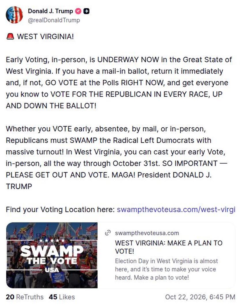 Post image from Donald Trump
