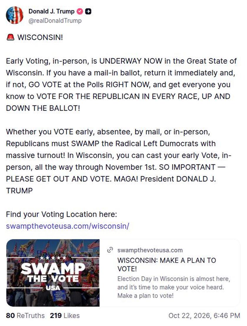 Post image from Donald Trump