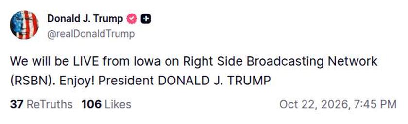 Post image from Donald Trump
