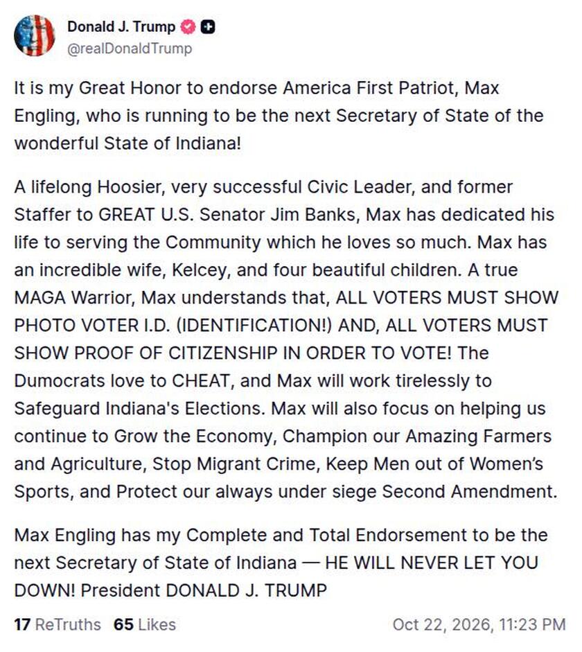 Post image from Donald Trump