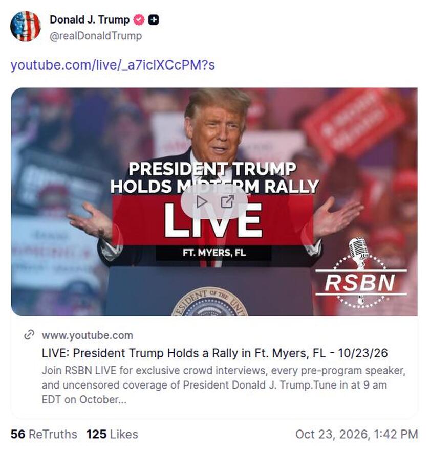 Post preview from Donald Trump