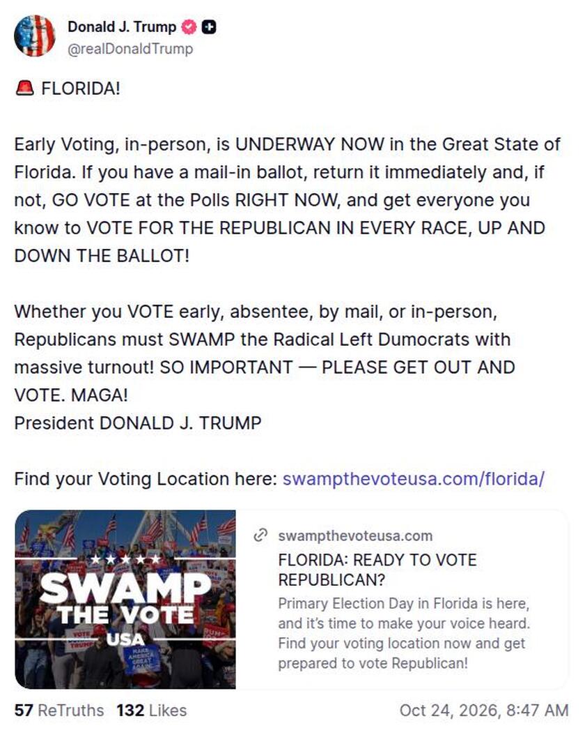 Post preview from Donald Trump