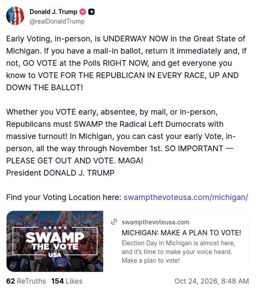 Post preview from Donald Trump