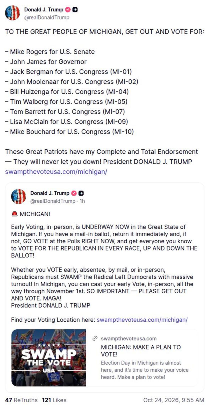 Post preview from Donald Trump