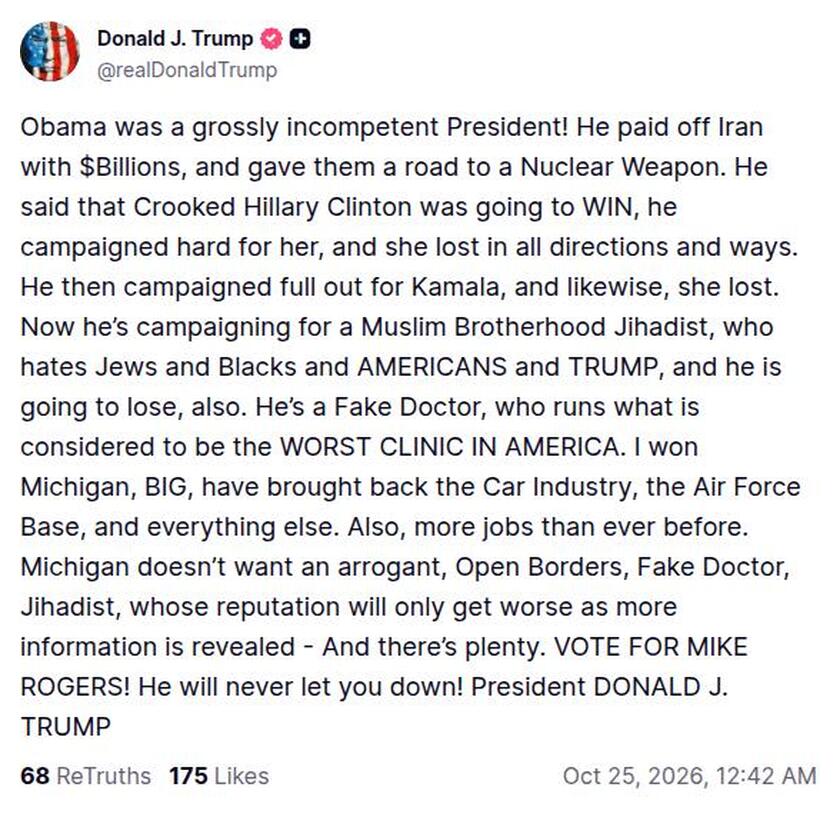 Post image from Donald Trump
