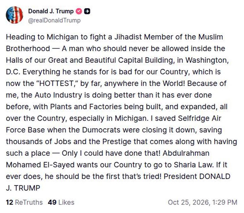 Post image from Donald Trump
