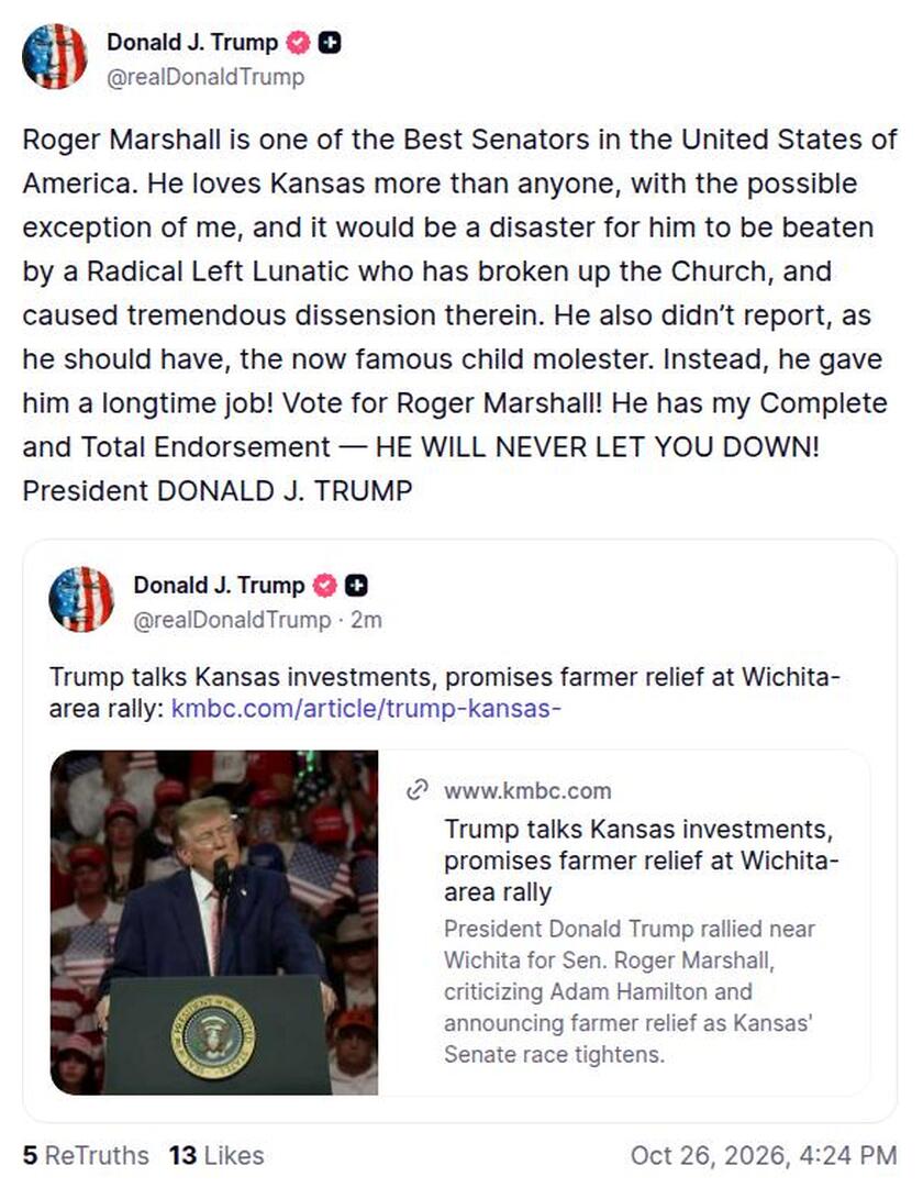Post image from Donald Trump