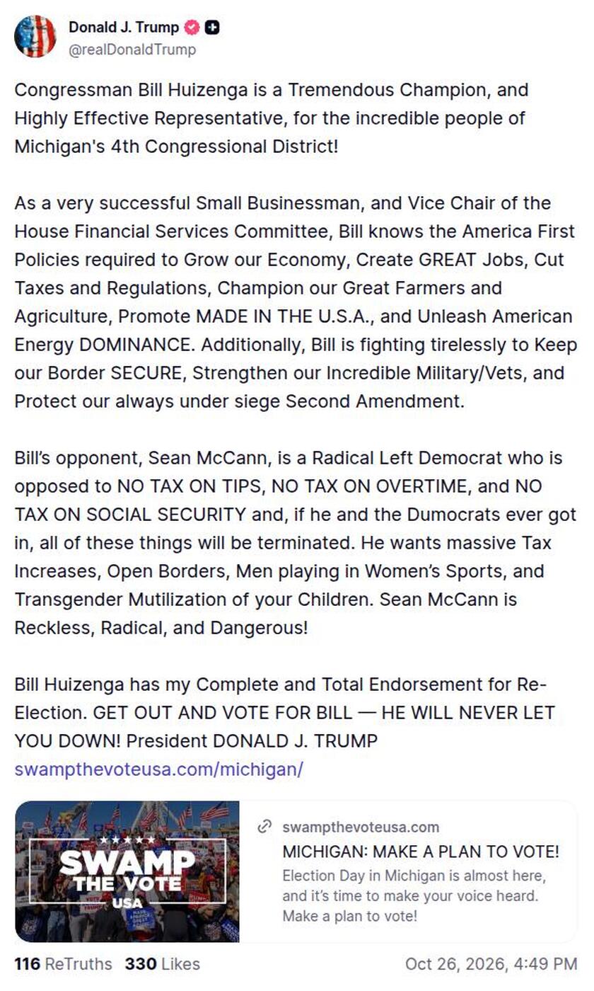 Post image from Donald Trump