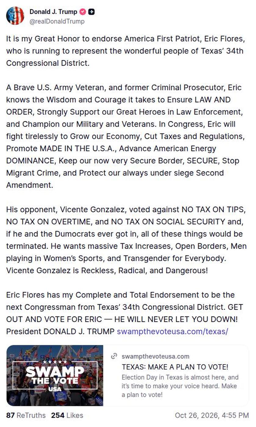 Post preview from Donald Trump