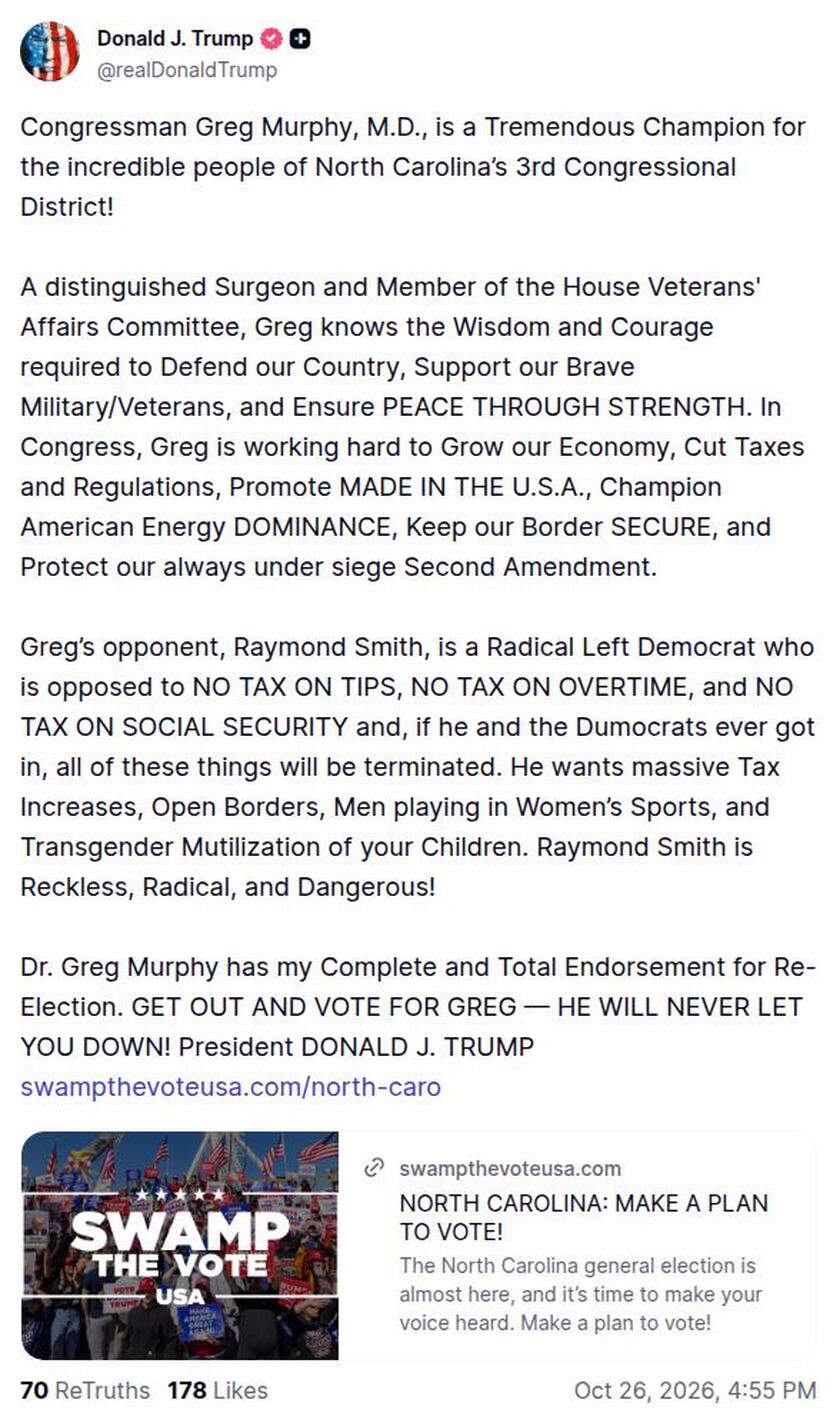 Post preview from Donald Trump