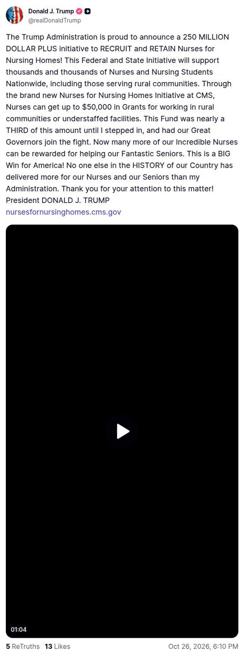 Post preview from Donald Trump