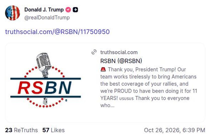 Post preview from Donald Trump