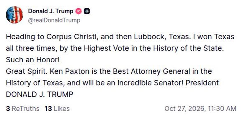 Post preview from Donald Trump