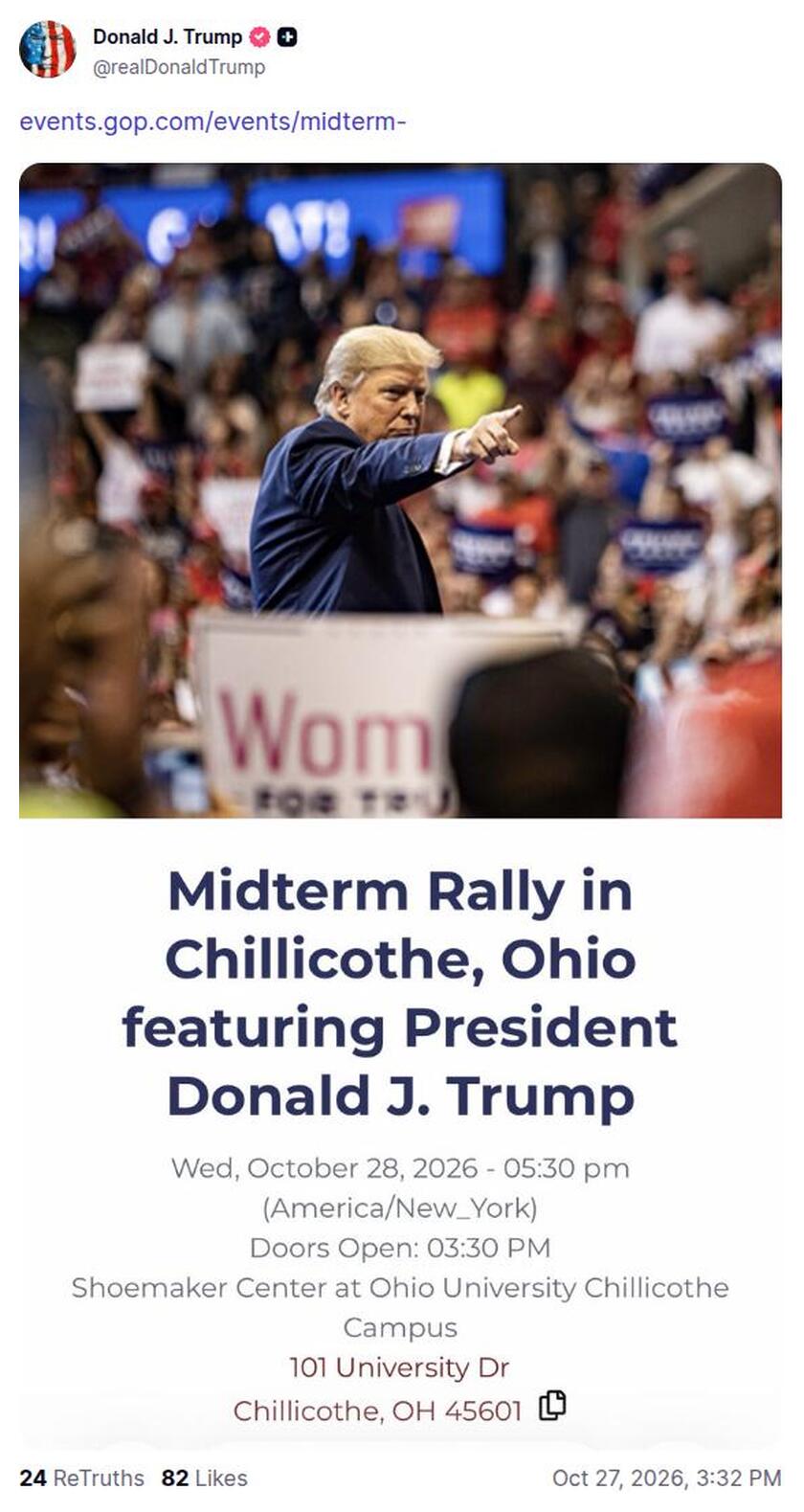 Post image from Donald Trump