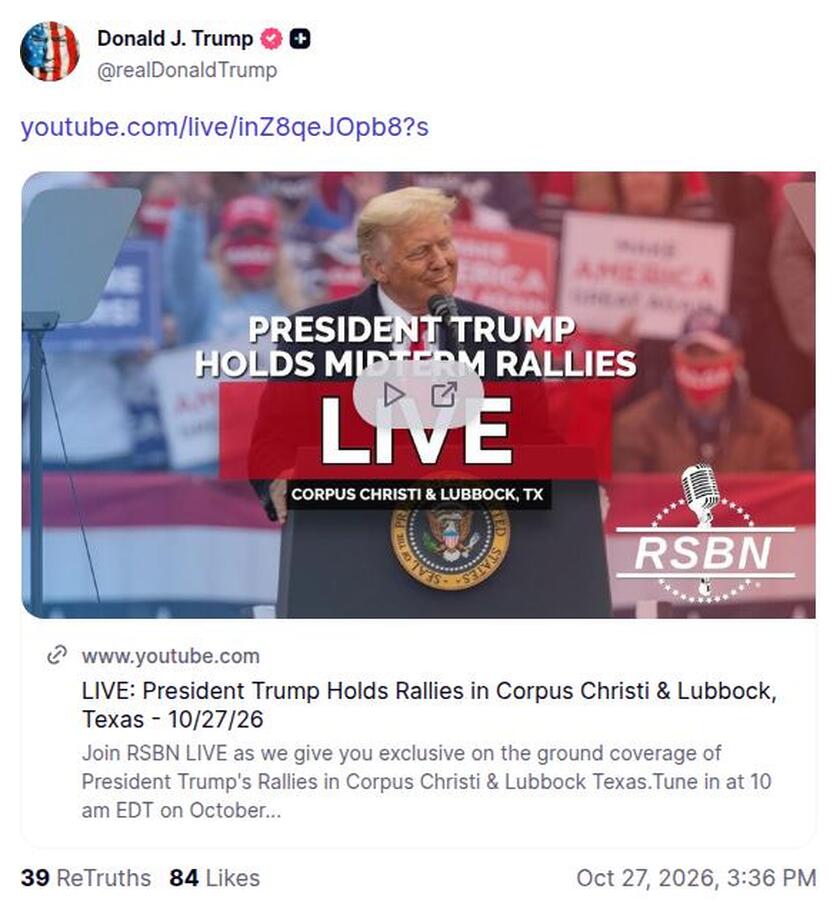 Post image from Donald Trump