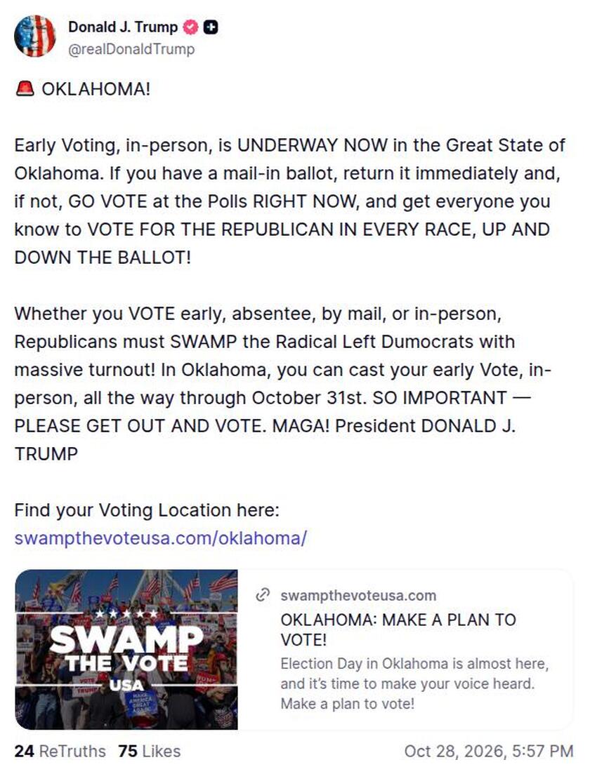 Post image from Donald Trump